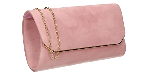 SwankySwans Suedette Anny Clutch, Sling Bag, Rose Color