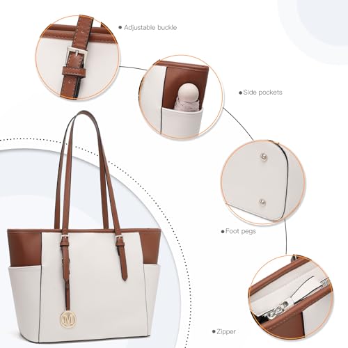 Miss Lulu Beige & Brown Tote Bag for Women