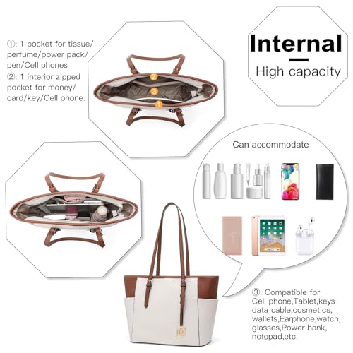 Miss Lulu Beige & Brown Tote Bag for Women