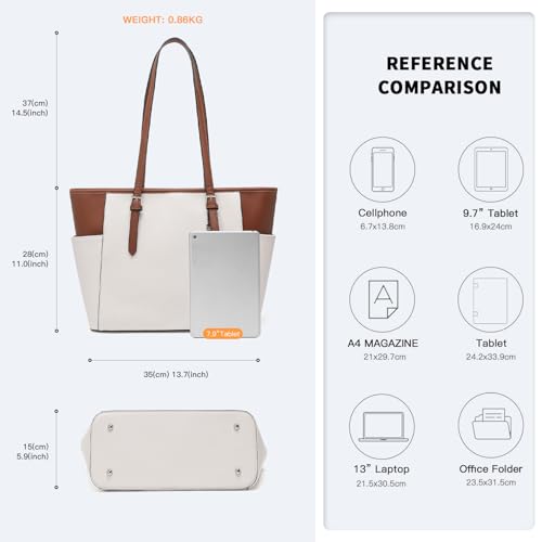 Miss Lulu Beige & Brown Tote Bag for Women