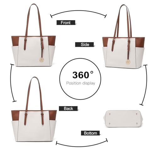 Miss Lulu Beige & Brown Tote Bag for Women