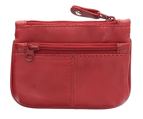 Red Visconti Leather Coin Purse/Keycase with Zip