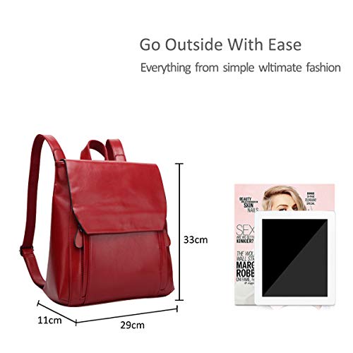 Nicole & Doris Red PU Leather Fashion Backpack