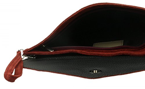 Italian Suede Leather Envelope Clutch Bag - Burgundy