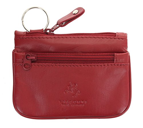 Red Visconti Leather Coin Purse/Keycase with Zip