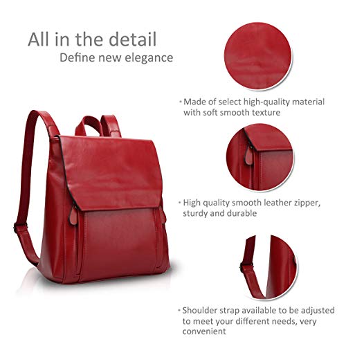 Nicole & Doris Red PU Leather Fashion Backpack
