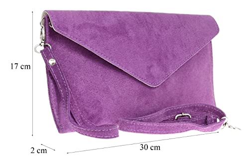 Italian Suede Leather Envelope Clutch Bag - Burgundy