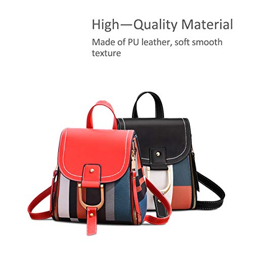 NICOLE&DORIS Women's Leather Red Shoulder Backpack