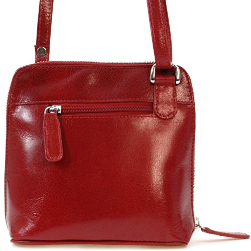 Catwalk Collection Women's Small Leather Cross Body Bag - Red
