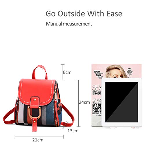 NICOLE&DORIS Women's Leather Red Shoulder Backpack