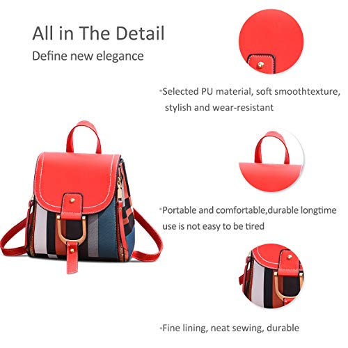NICOLE&DORIS Women's Leather Red Shoulder Backpack