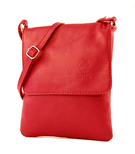 LeahWard Red Soft Leather Small Messenger Bag