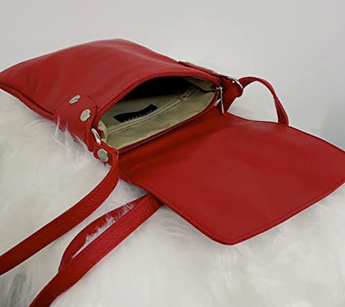 LeahWard Red Soft Leather Small Messenger Bag