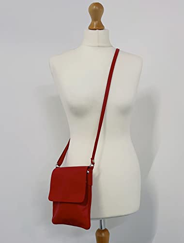 LeahWard Red Soft Leather Small Messenger Bag