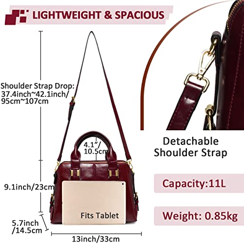 VASCHY Burgundy Faux Patent Leather Satchel Handbag