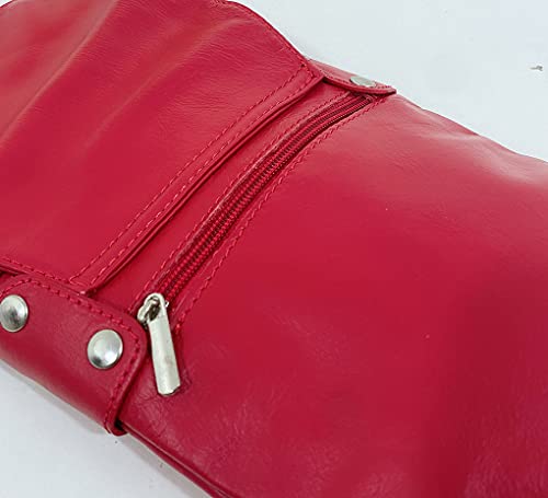 LeahWard Red Soft Leather Small Messenger Bag
