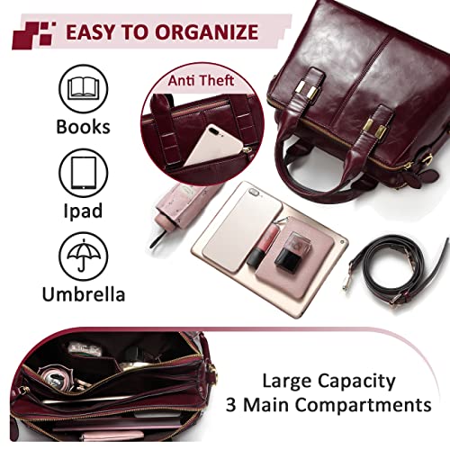 VASCHY Burgundy Faux Patent Leather Satchel Handbag
