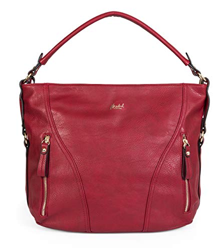 Mabel Large Leather Shoulder Handbag - Red