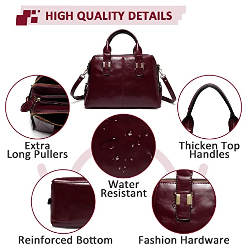 VASCHY Burgundy Faux Patent Leather Satchel Handbag