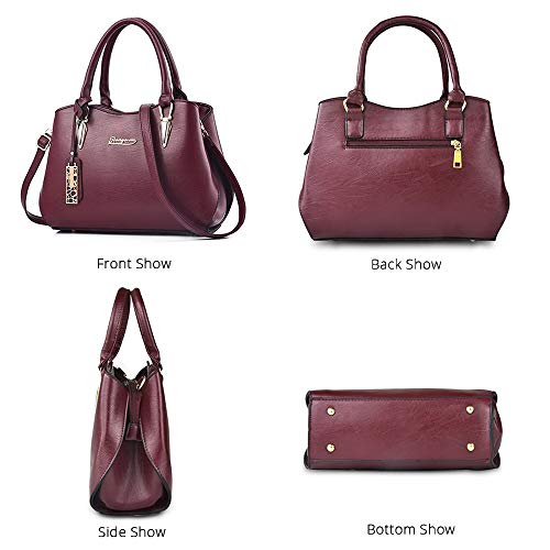 Red PU Leather Handbag for Work, Shopping, and Parties
