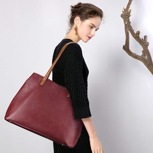 S-ZONE Damen Soft Leather Shopper Shoulder Bag 13