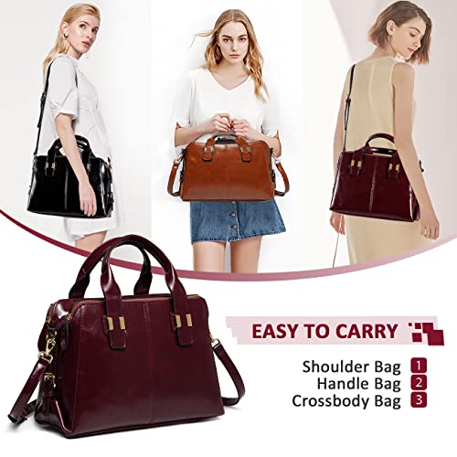 VASCHY Burgundy Faux Patent Leather Satchel Handbag
