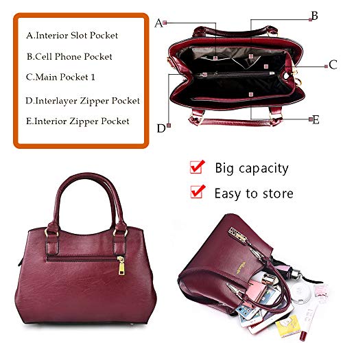 Red PU Leather Handbag for Work, Shopping, and Parties