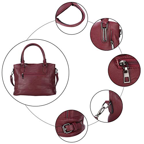Red Leather Designer Handbag with Multiple Pockets