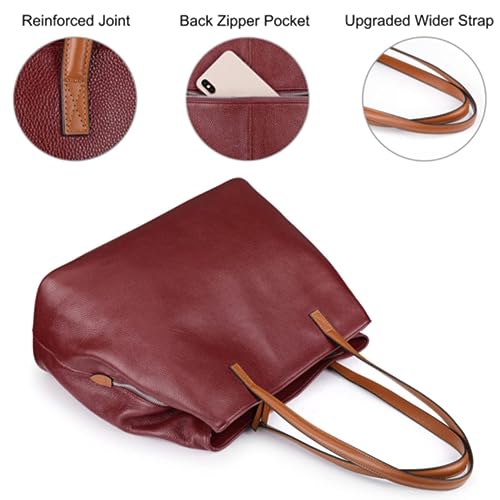 S-ZONE Damen Soft Leather Shopper Shoulder Bag 13