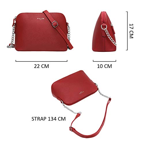 Red Designer Crossbody Bag - Chain Shoulder Handbag
