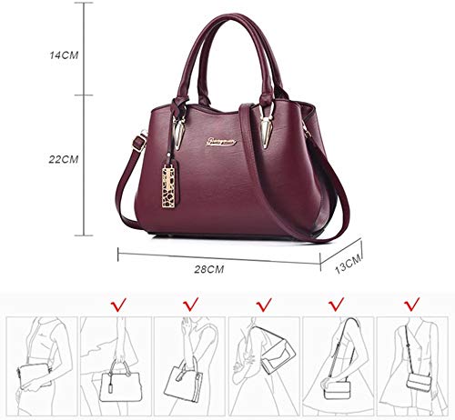 Red PU Leather Handbag for Work, Shopping, and Parties