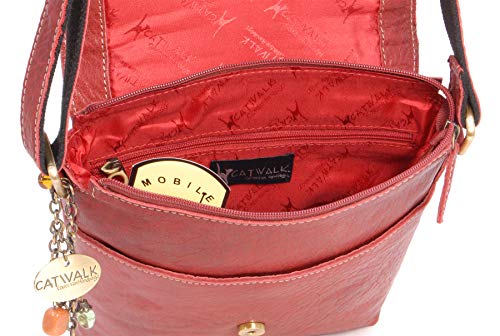 Catwalk Collection Women's Leather Anti Theft Crossbody Bag