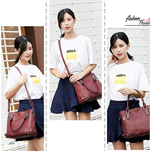 Red Leather Designer Handbag with Multiple Pockets