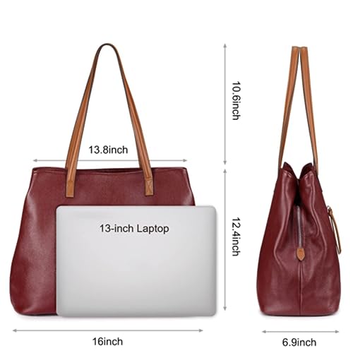 S-ZONE Damen Soft Leather Shopper Shoulder Bag 13
