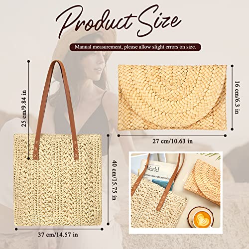 Summer Handbag Set: Stroh Clutch & Shoulder Bag