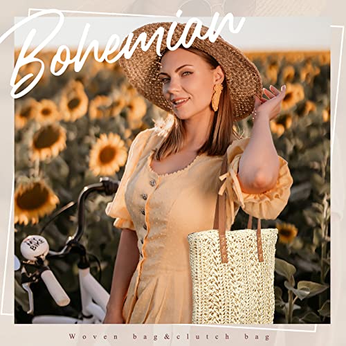 Summer Handbag Set: Stroh Clutch & Shoulder Bag