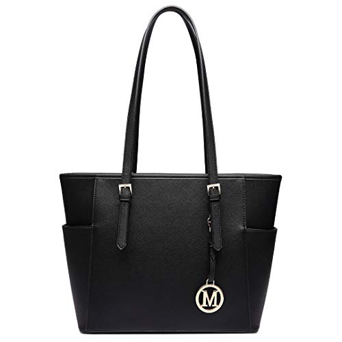 Miss Lulu Women's Large Black PU Tote Handbag