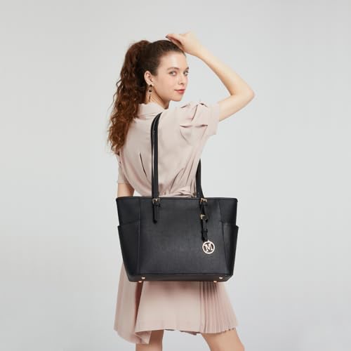 Miss Lulu Women's Large Black PU Tote Handbag