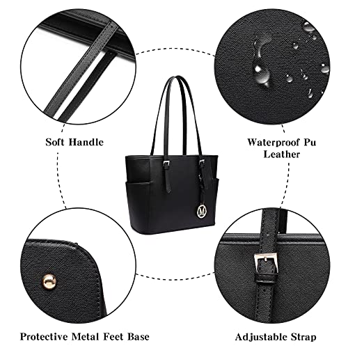 Miss Lulu Women's Large Black PU Tote Handbag