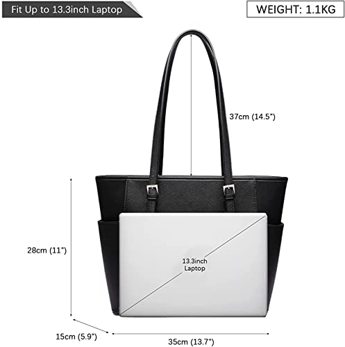 Miss Lulu Women's Large Black PU Tote Handbag