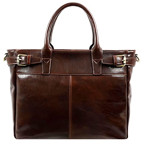 Brown Leather Top Handle Handbag - Designer Women's Purse