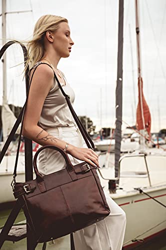 Brown Leather Top Handle Handbag - Designer Women's Purse