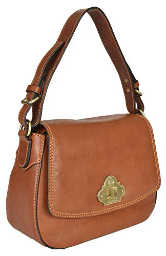 Gianni Conti Italian Leather Tan Medium Saddle Bag