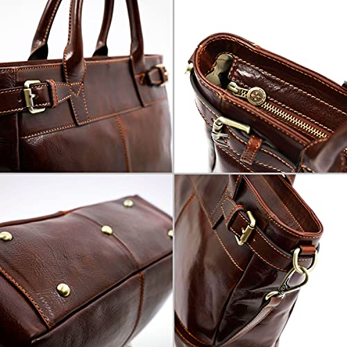 Brown Leather Top Handle Handbag - Designer Women's Purse