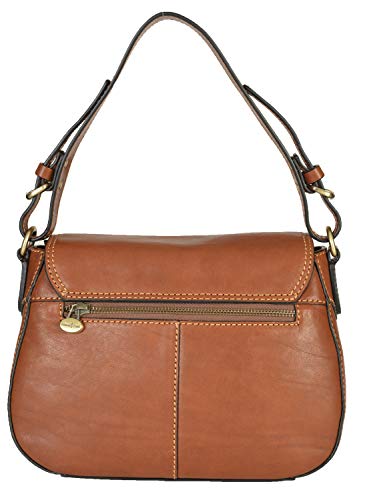 Gianni Conti Italian Leather Tan Medium Saddle Bag