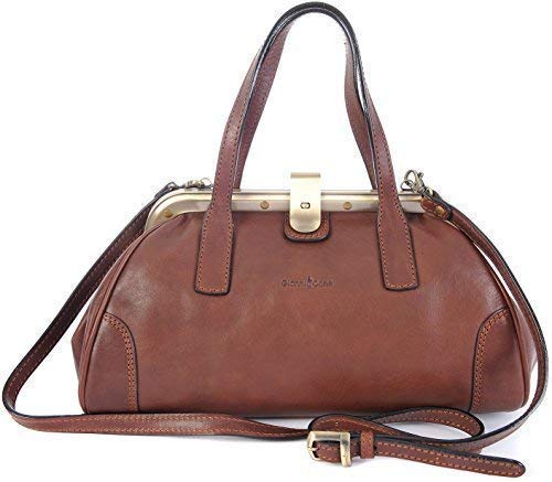 Gianni Conti Italian Leather Gladstone Shoulder Bag Brown