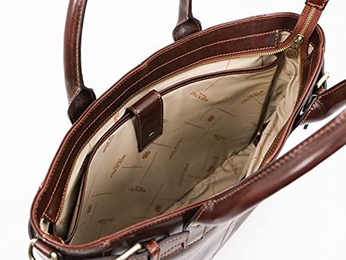 Brown Leather Top Handle Handbag - Designer Women's Purse