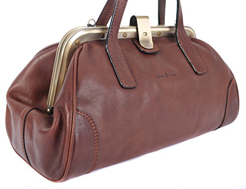 Gianni Conti Italian Leather Gladstone Shoulder Bag Brown