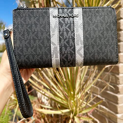 Michael Kors Black Multi Stripe Drawstring Tote with Wristlet