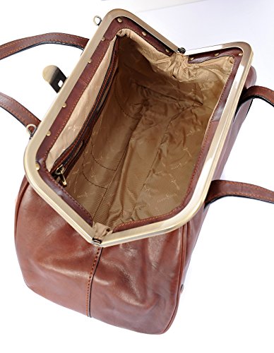 Gianni Conti Italian Leather Gladstone Shoulder Bag Brown